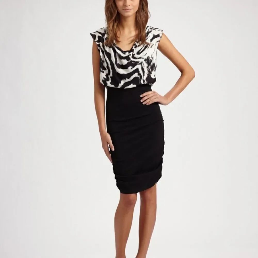 Alice + Olivia Claudie Blouson Sleeveless Zebra Print Mini Cocktail Dress Size S